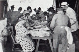 Sandwich making at a barn adjacent to Headcorn station.