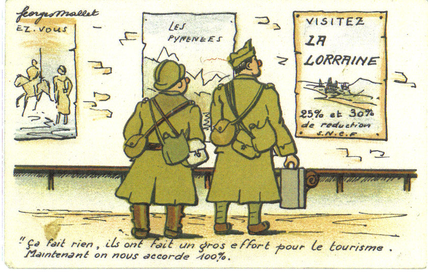 A Cartoon Postcard from France 1939